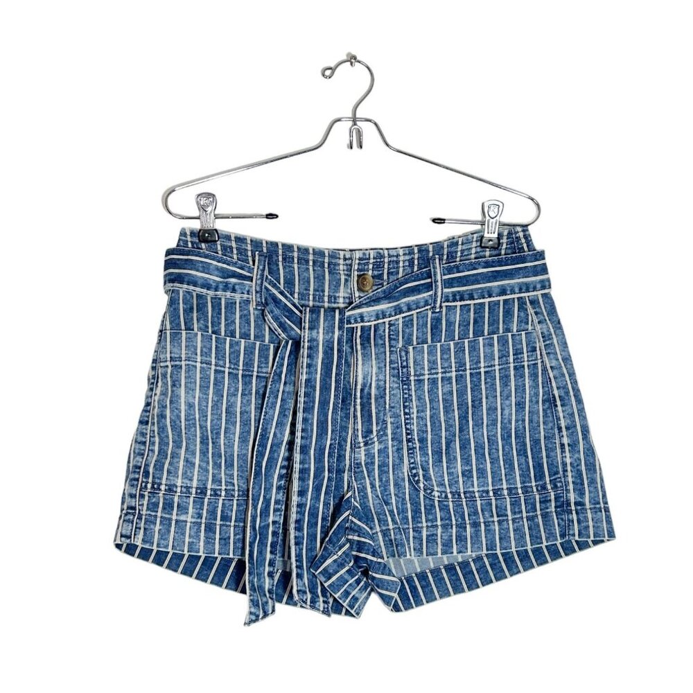 American Eagle Women's Striped Shorts in Blue/Cream - Sz 8 - New